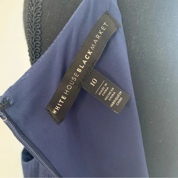 NWOT White House Black Market Embroidered Blue Dress, Size 10. - Picture 6 of 6